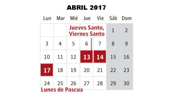 El Miércoles de Ceniza se fija partiendo del Domingo de Ramos, 9 de abril 2017.