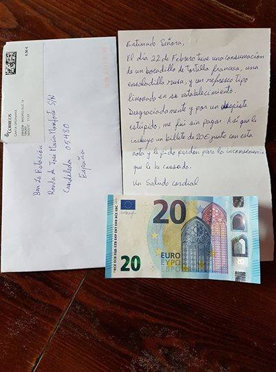 La carta enviada por el cliente.