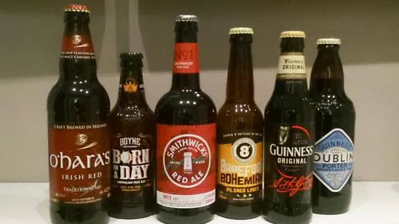 Una selección de cervezas irlandesas compradas en Euskadi. 