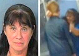 Imagen de la profesora detenida y del momento de la agresión.