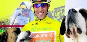Castroviejo, en el podio del Tour de Romandía, donde fue líder. ::                             REUTERS