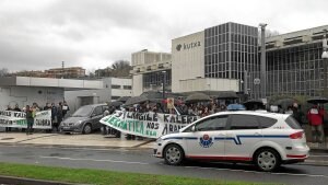 Protesta de trabajadores de Ibermatica, el pasado febrero. /J. Zubialde