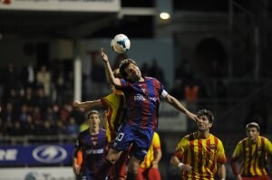 Mikel Arruabarrena, en el partido frente al Barcelona B en Ipurua. ::
F. MORQUECHO