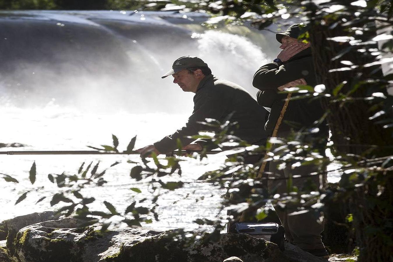 Pesca de salmón en el río Pas