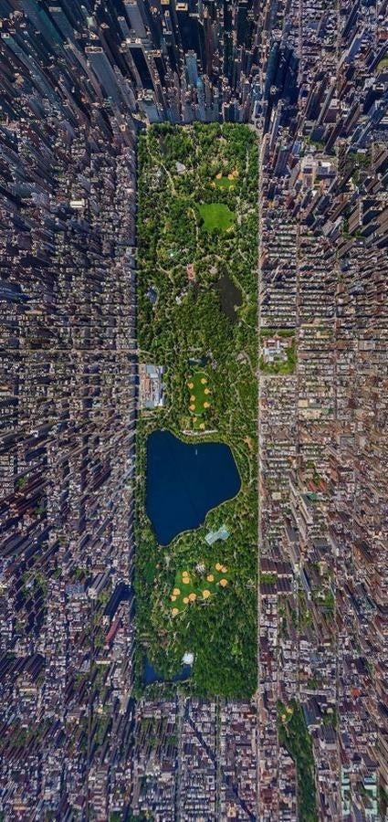 Central Park, Nueva York, EE UU. Diferentes paisajes que ya son fascinantes desde tierra, pero que se vuelven más espectaculares todavía en estas tomas aéreas