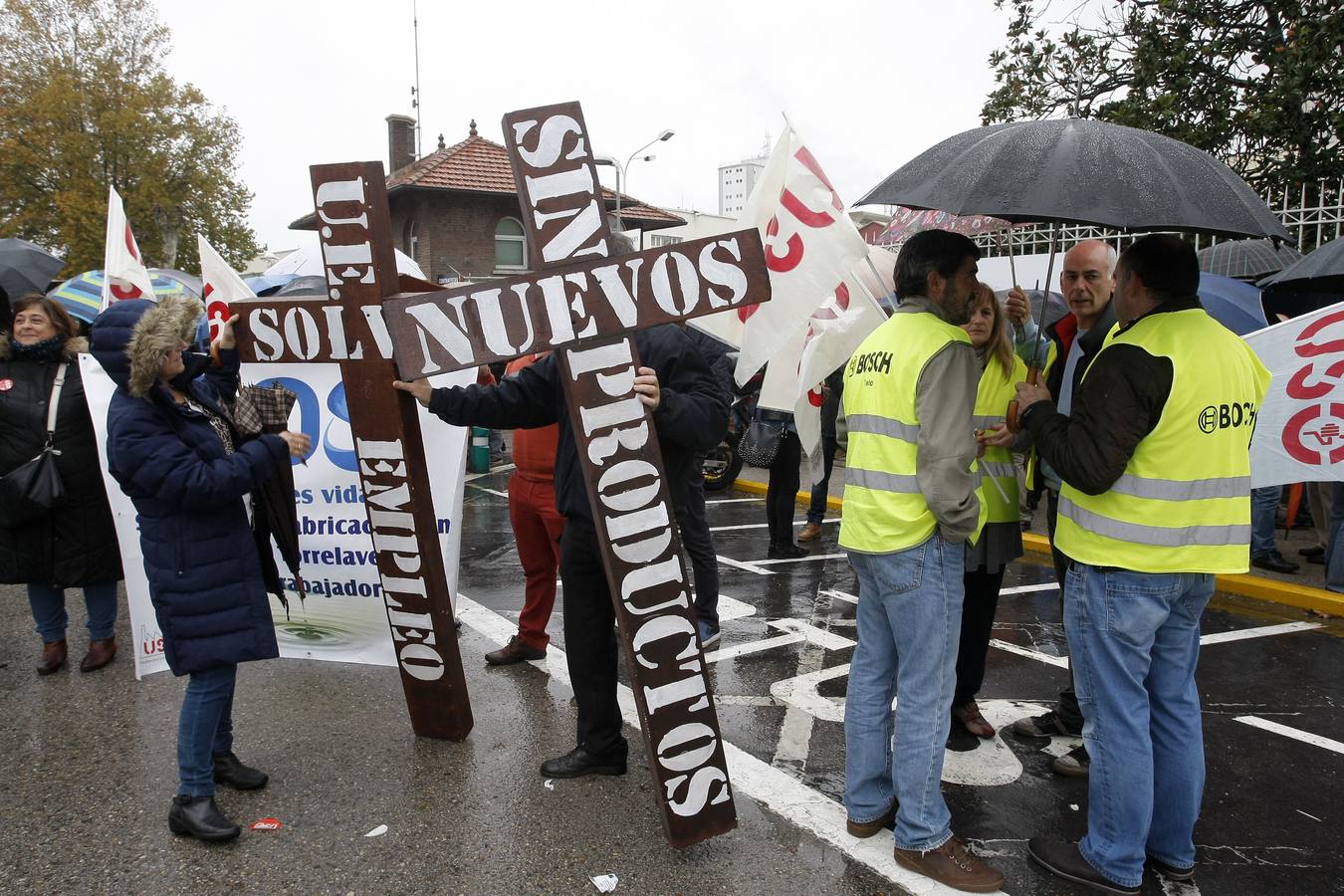 Concentración de los trabajadores de Solvay