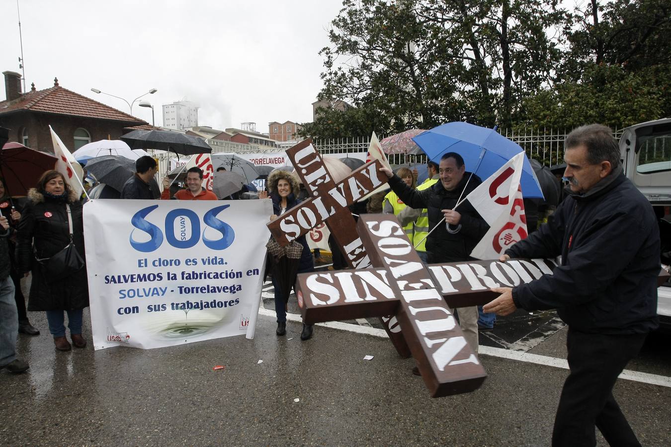 Concentración de los trabajadores de Solvay