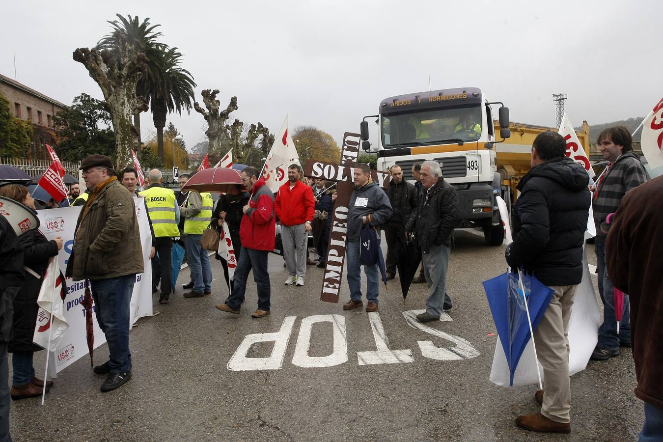 Concentración de los trabajadores de Solvay