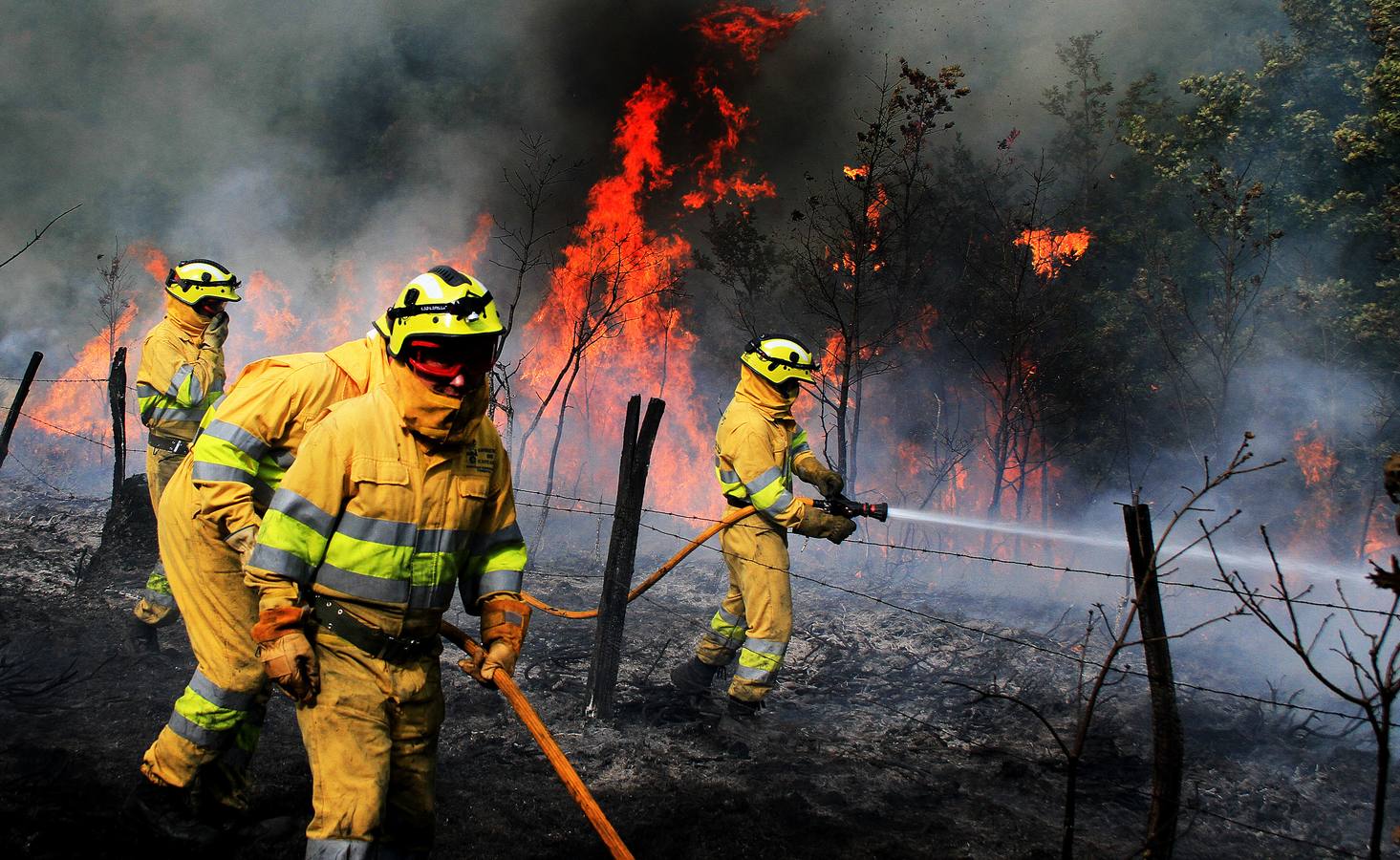 Incendio forestal en Mediadoro en Valdeprado del Río