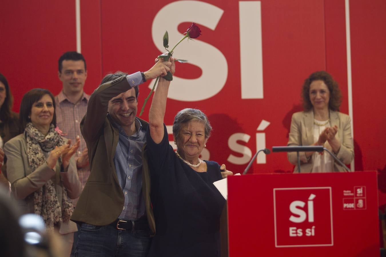 Mitin del PSOE con Pedro Sánchez, en el Paraninfo de la UC