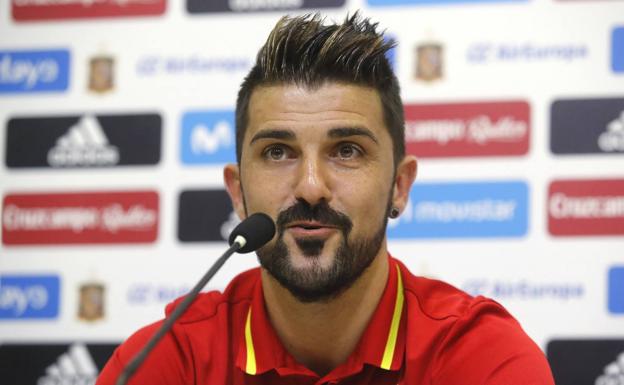 David Villa, en rueda de prensa de la selección. 