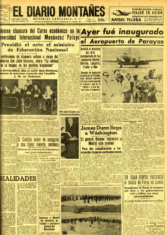 El periódico llevó a portada con fotografía la inauguración del aeropuerto 