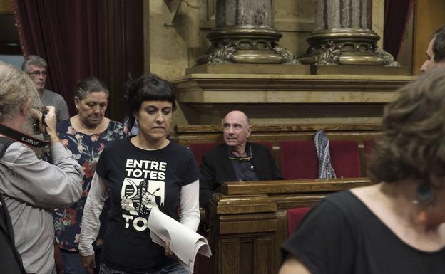 La diputada de la CUP, Anna Gabriel, a su llegada al pleno esta tarde. 