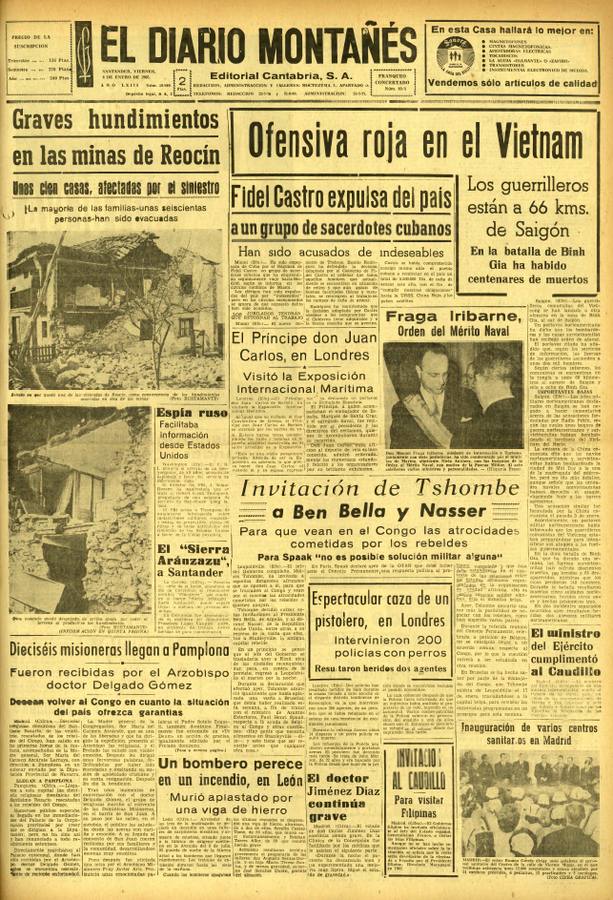 1965. Viernes 8 de enero. Reocín se hunde. Dos fotografías de viviendas ‘partidas por la mitad’ mostraban con claridad el impacto de la tragedia vivida en Reocín. El título de primera con el que El Diario Montañés abría la edición de ese día era concluyente: «Graves hundimientos en las minas de Reocín». El rotativo explicaba que unas cien casas se habían visto afectadas por el siniestro.