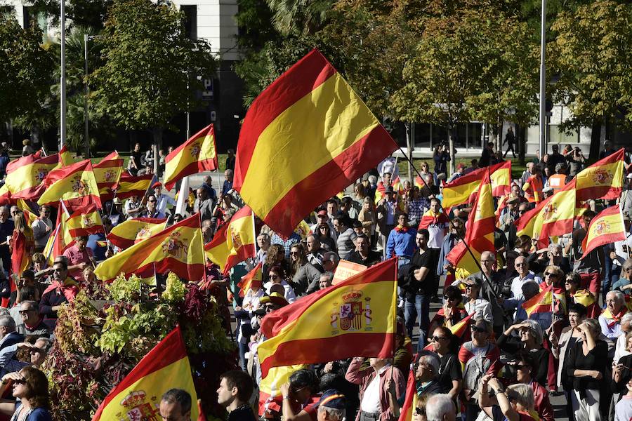 Miles de personas se congregan en la plaza de Colón por la unidad de España.