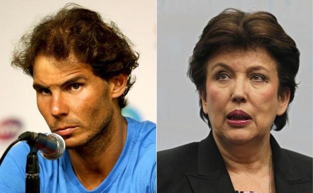 Rafa Nadal y Roselyne Bachelot. 