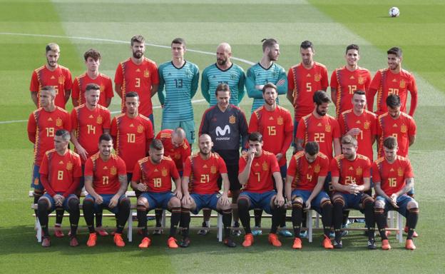 La selección española, con su nueva camiseta. 