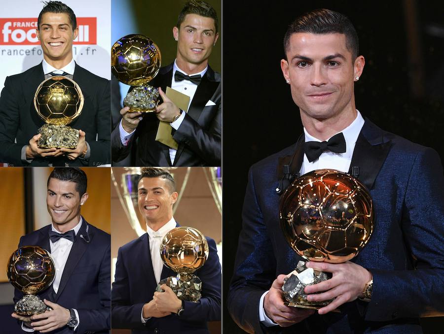 Los cinco Balones de Oro de Cristiano Ronaldo.