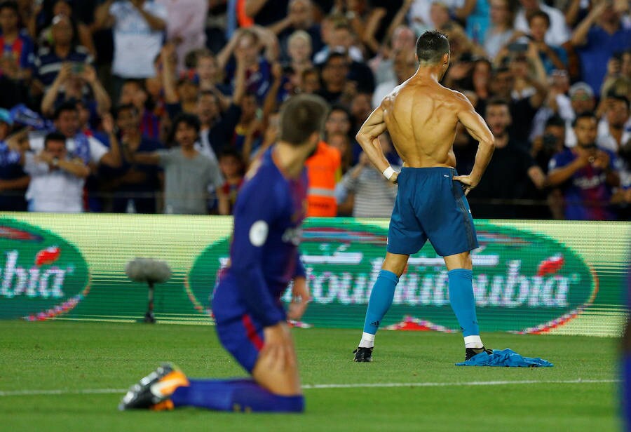 Cristiano Ronaldo, tras marcar al Barcelona en la ida de la Supercopa de España.