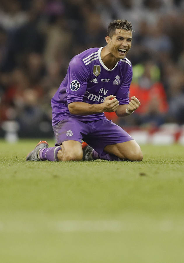 Cristiano Ronaldo, al acabar con victoria blanca la final de la Champions ante la Juventus.