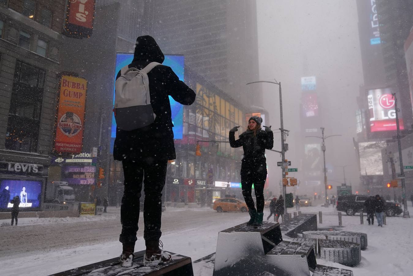 Nieve en Times Square