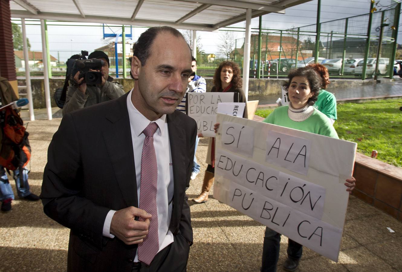 Durante una protesta de los docentes siendo presidente