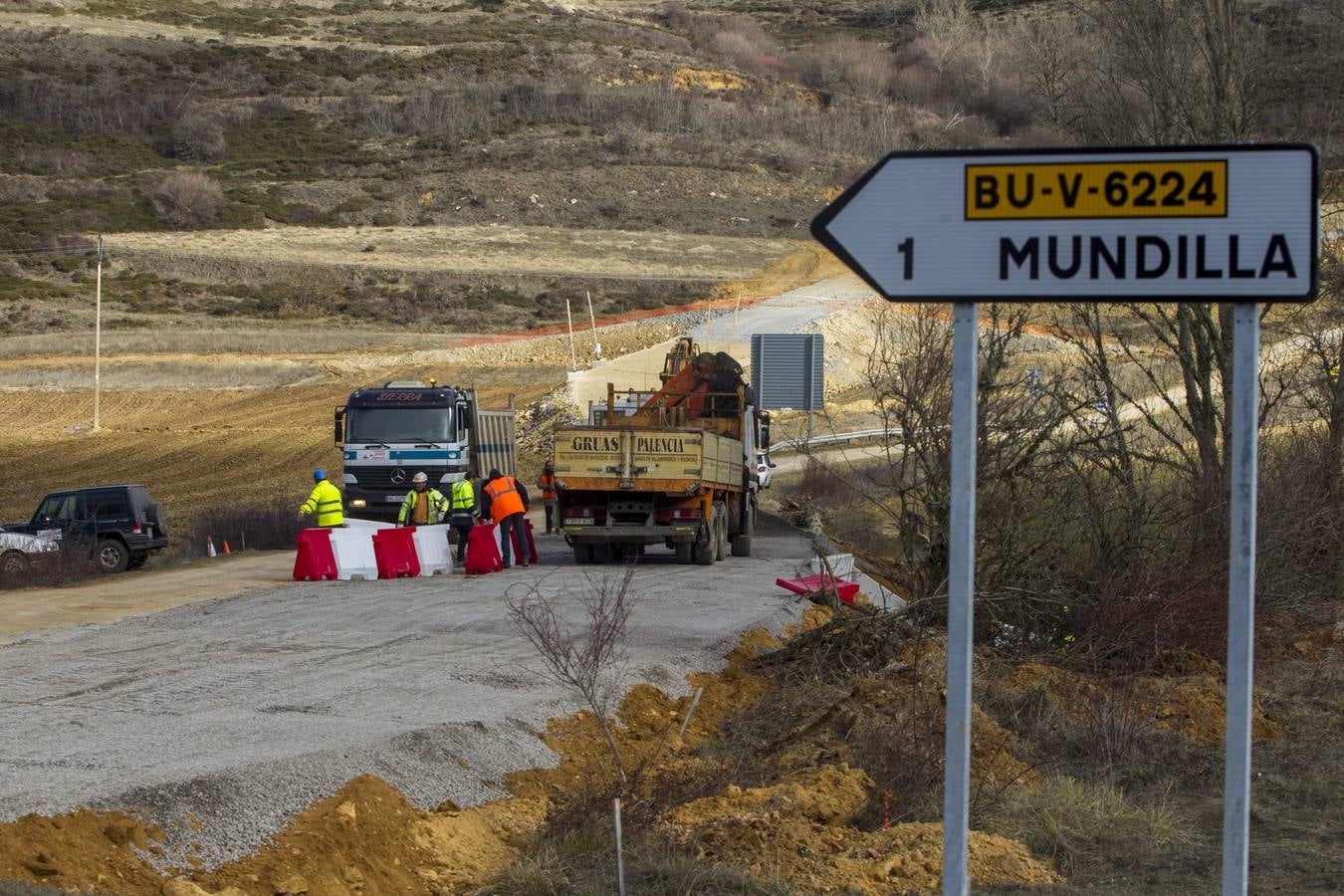 Trabajos en la autovía entre Aguilar y Burgos