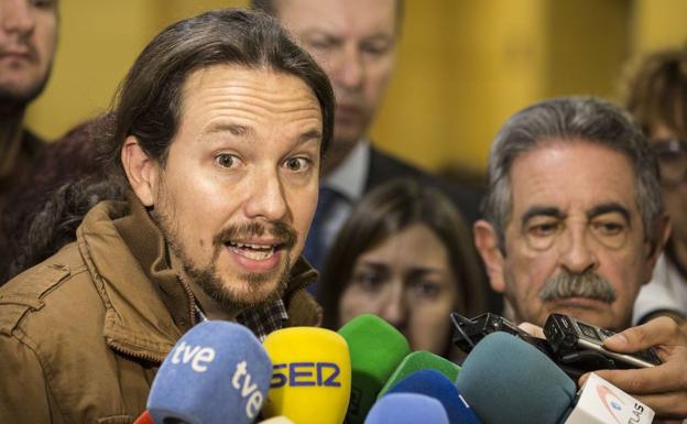 Pablo Iglesias en su última visita a Cantabria