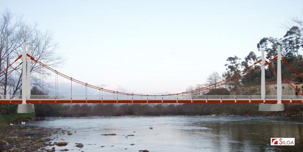 Recreación de cómo quedará el puente sobre el Saja en Virgen de la Peña. 