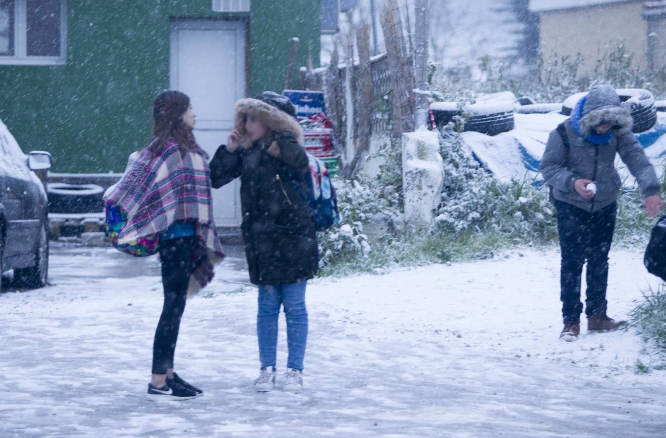 Fotos: A clase y a trabajar bajo la nieve