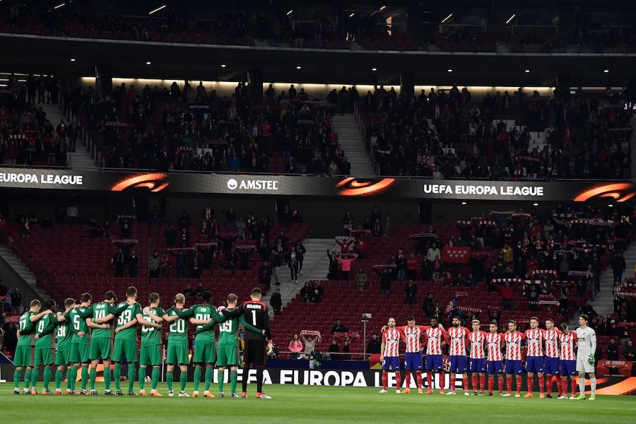 El Atlético venció por 3-0 al Lokomotiv de Moscú en la ida de los octavos de final de la Liga Europa. Saúl abrió el marcador con un golazo, Costa anotó al rechace y Koke puso la sentencia tras una asistencia de Juanfran.