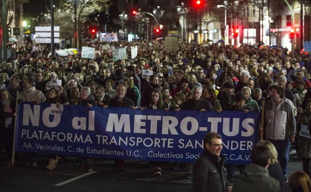 Imagen de la última manifestación contra el nuevo sistema de transporte público de Santander.