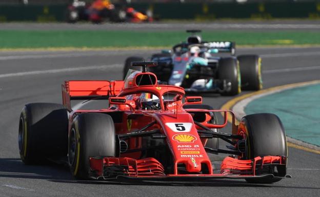 El Ferrari de Sebastian Vettel durante la carrera. 