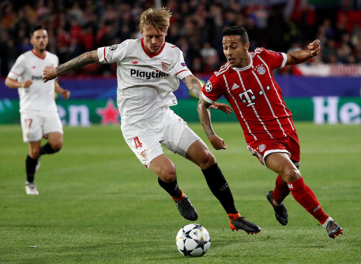 El equipo sevillista compareció decidido a hacer historia en los cuartos de final de la Champions ante un gigante como el Bayern