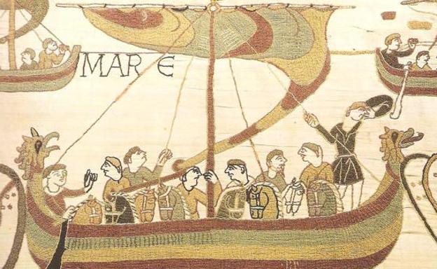 Representación de una embarcación vikinga en un tapiz.
