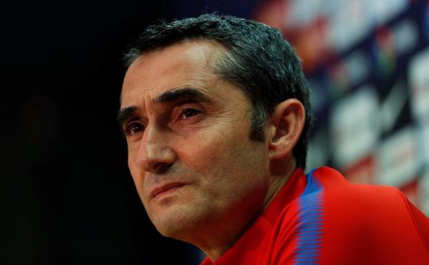 Ernesto Valverde, durante la rueda de prensa. 