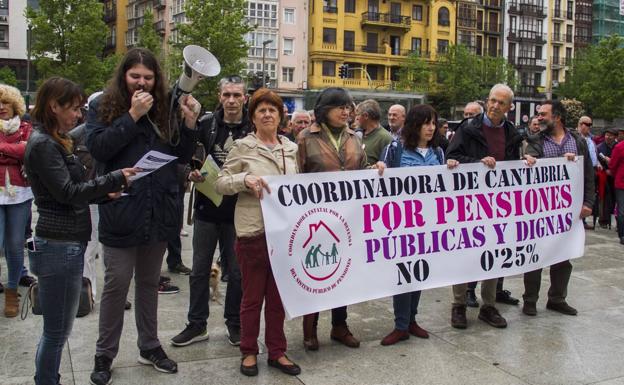 Protesta de este lunes en Santander.