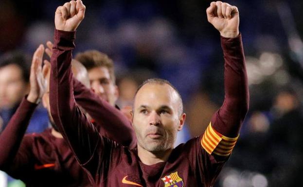 Andrés Iniesta, celebrando el título de la Copa del Rey