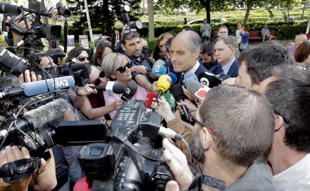 Francisco Camps, a su llegada a la Ciudad de la Justicia de Valencia.