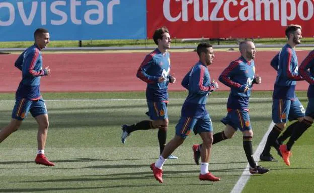 Rodrigo y Thiago, en un entrenamiento reciente con la selección./