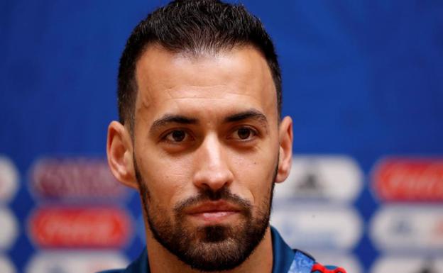 Busquets, durante la rueda de prensa.