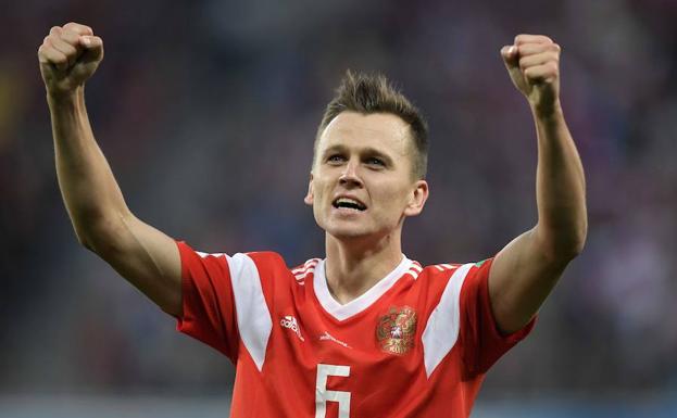 Cheryshev celebra uno de los tantos que ha marcado en el Mundial.