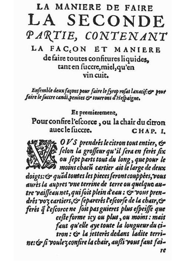 Tratado de confituras de Nostradamus de 1607.