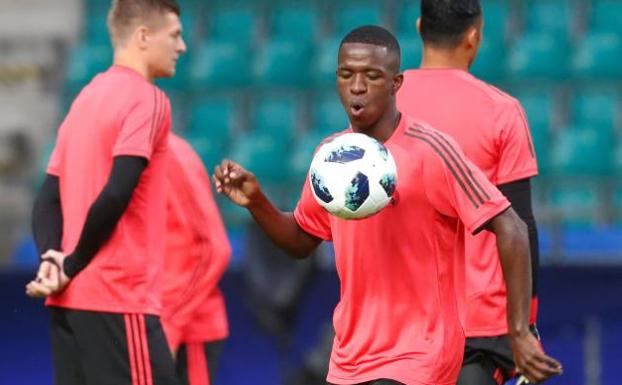 Vinícius, antes de la Supercopa de Europa. 