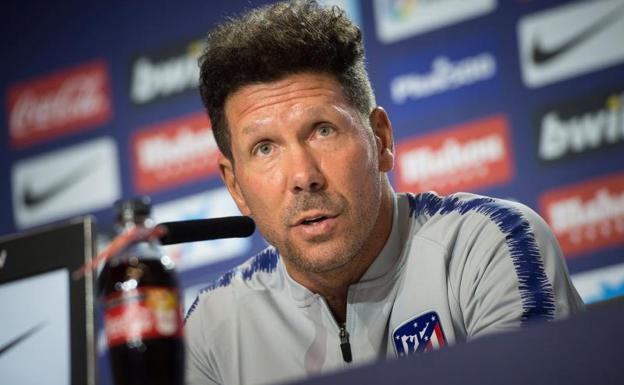 Diego Simeone, durante la rueda de prensa. 