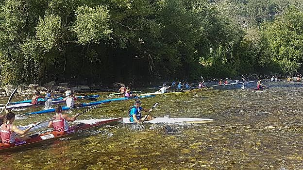 El Descenso del Deva reunió ayer a 300 palistas entre Panes y Unquera.
