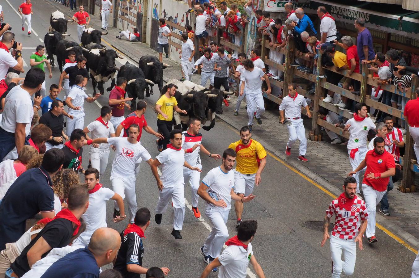 Fotos: Imágenes del primer encierro de las fiestas de Ampuero