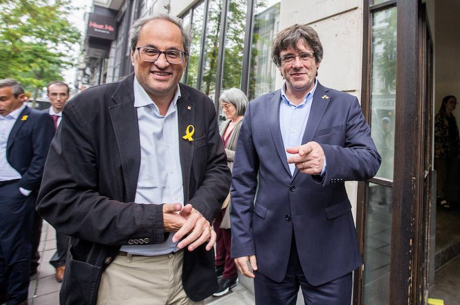 Torra, durante su ultima visita a Carles Puigdemont.