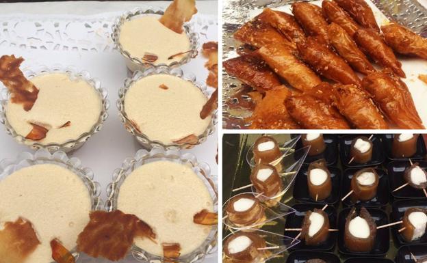 Varios de los postres premiados en la feria celebrada en Torrelavega