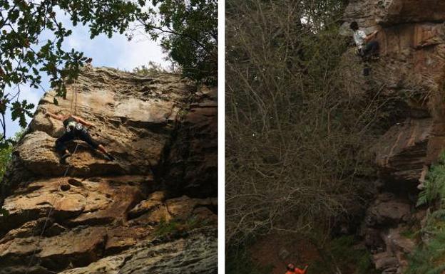 Los muros de esta zona son de roca arenisca, algo más dura y compacta que la de Los Cantos de Suances.